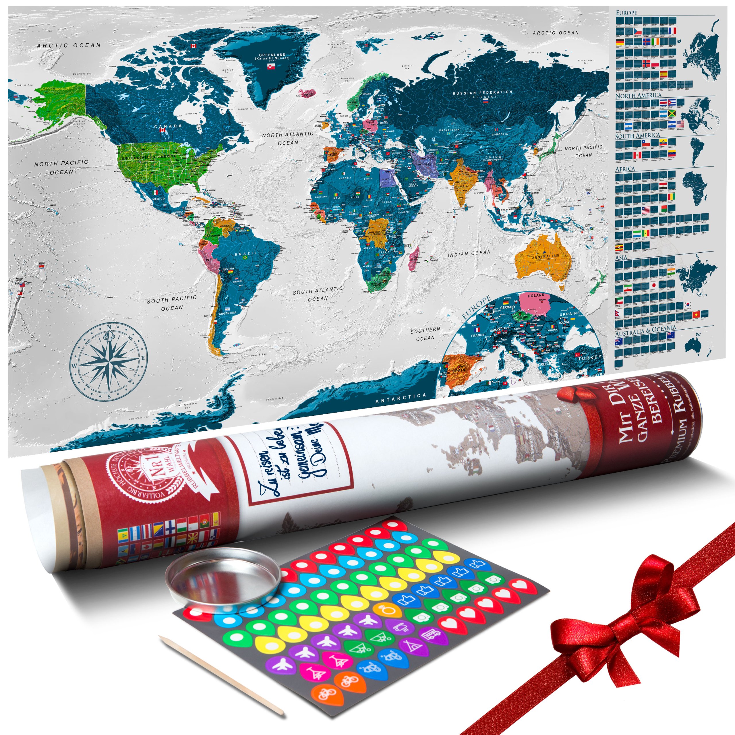 

Mapa Świata Zdrapka Niebieska Flagi k-A-0227-o-b