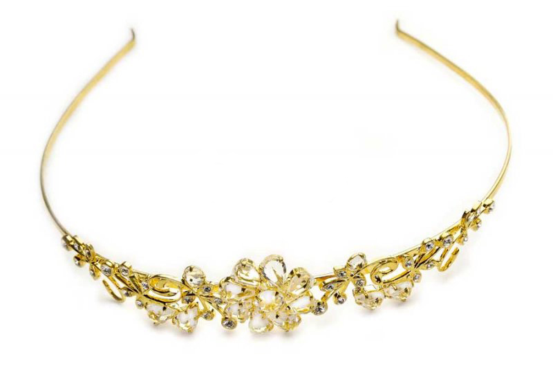 Diadem Zlatá Tiára Čelenka Jablonex Kiara Svatba ples