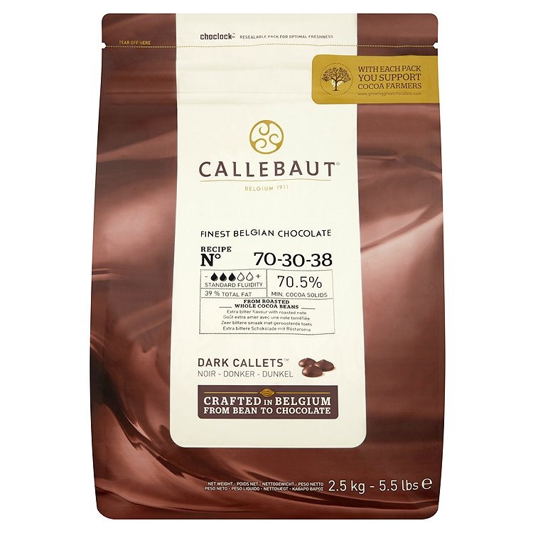 Tmavej horkej čokolády, silné 70% Callebaut 2,5 kg
