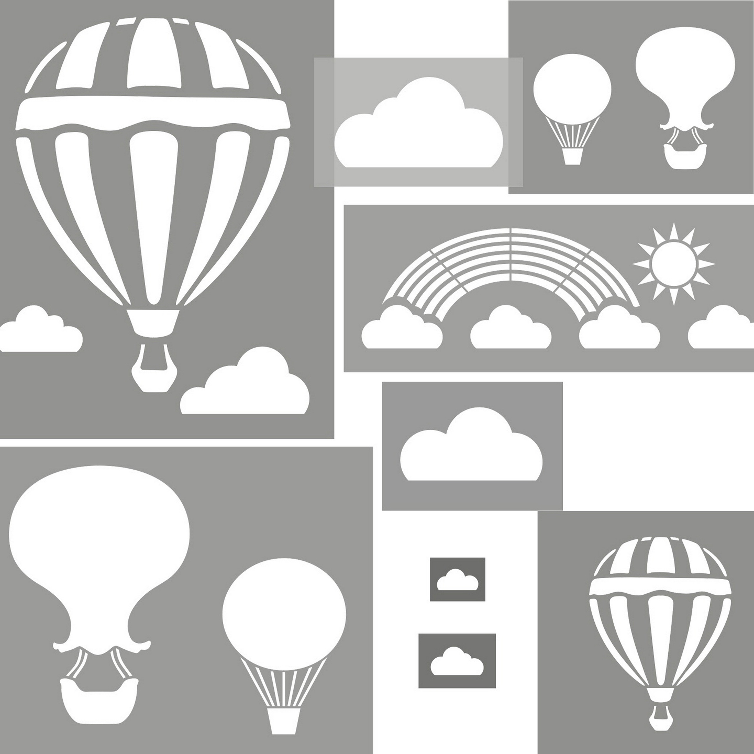 ШАБЛОНЫ МАЛЯРНЫЕ WIELORAZOWE 9 шт. - Воздушные ШАРЫ