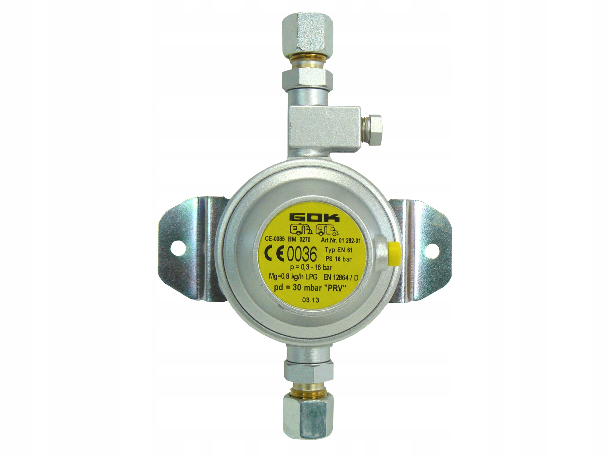 Редуктор газу 30mbar 0.8 kg/h RVS8 під трубку fi 8