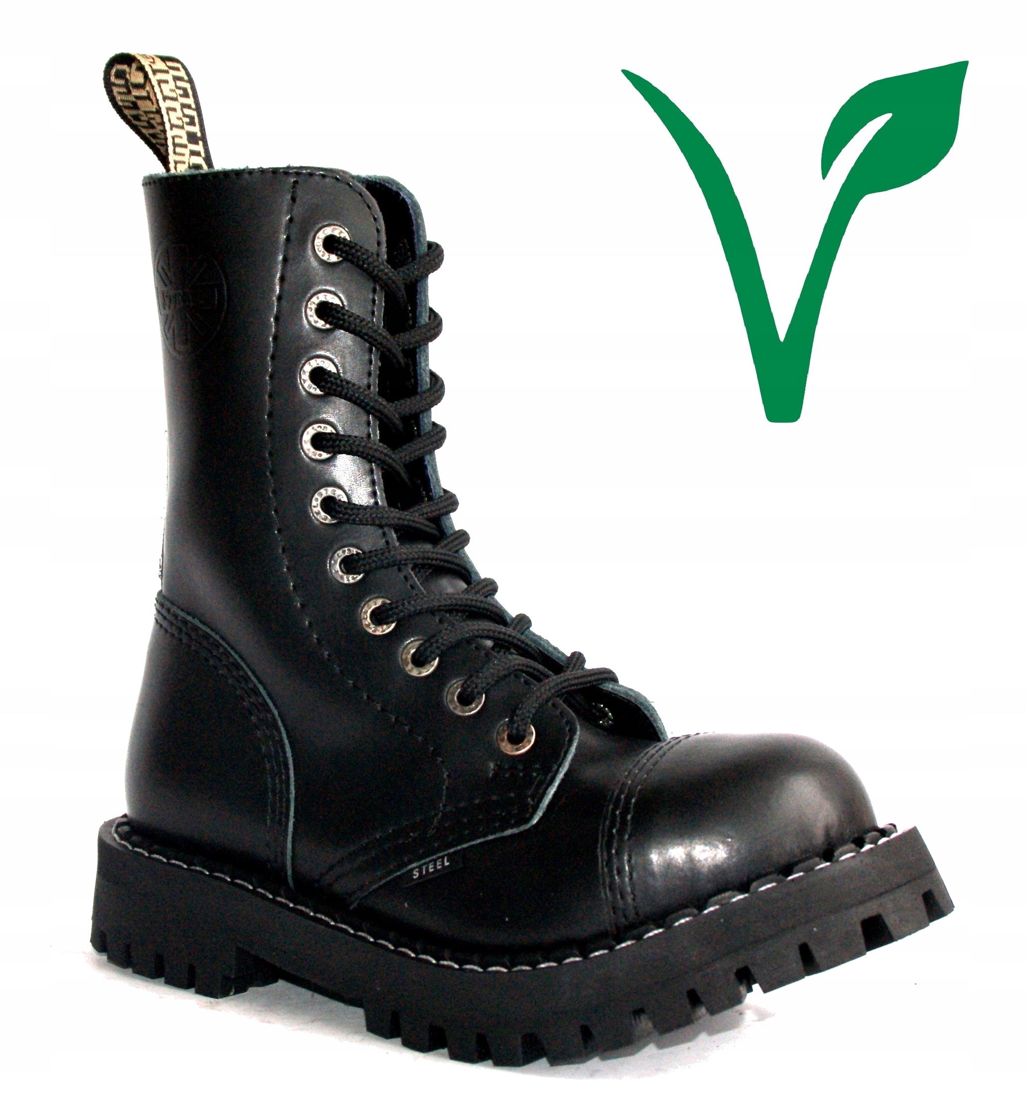 

Glany Steel 10 Dziur Czarne 36-44 Wegan Eko