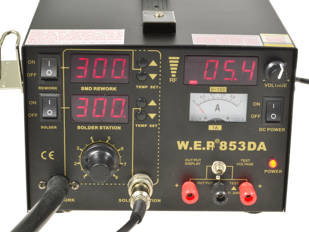 Stacja lutownicza HOTAIR WEP 853DA zasilacz 15V/1A +Platforma do PCB 628-I Marka Hotair