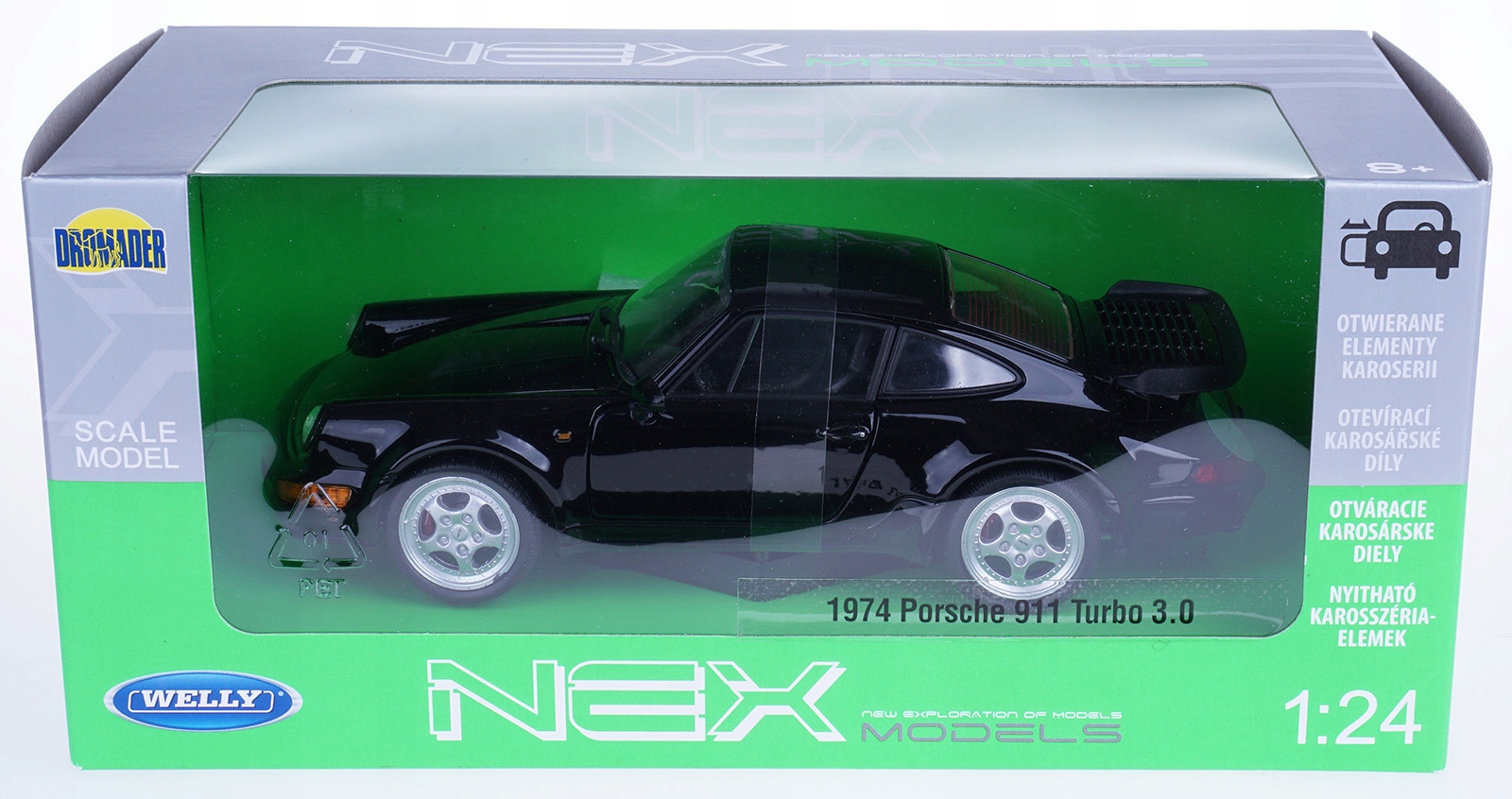 1974 PORSCHE 911 TURBO 3.0 MODEL WELLY 1:24 CZARNY EAN (GTIN) 729105391379