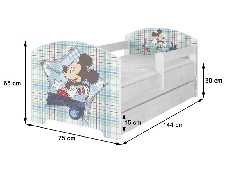 Łóżko dziecięce dla dziecka 140x70 BABY BOO Disney Kolor biel