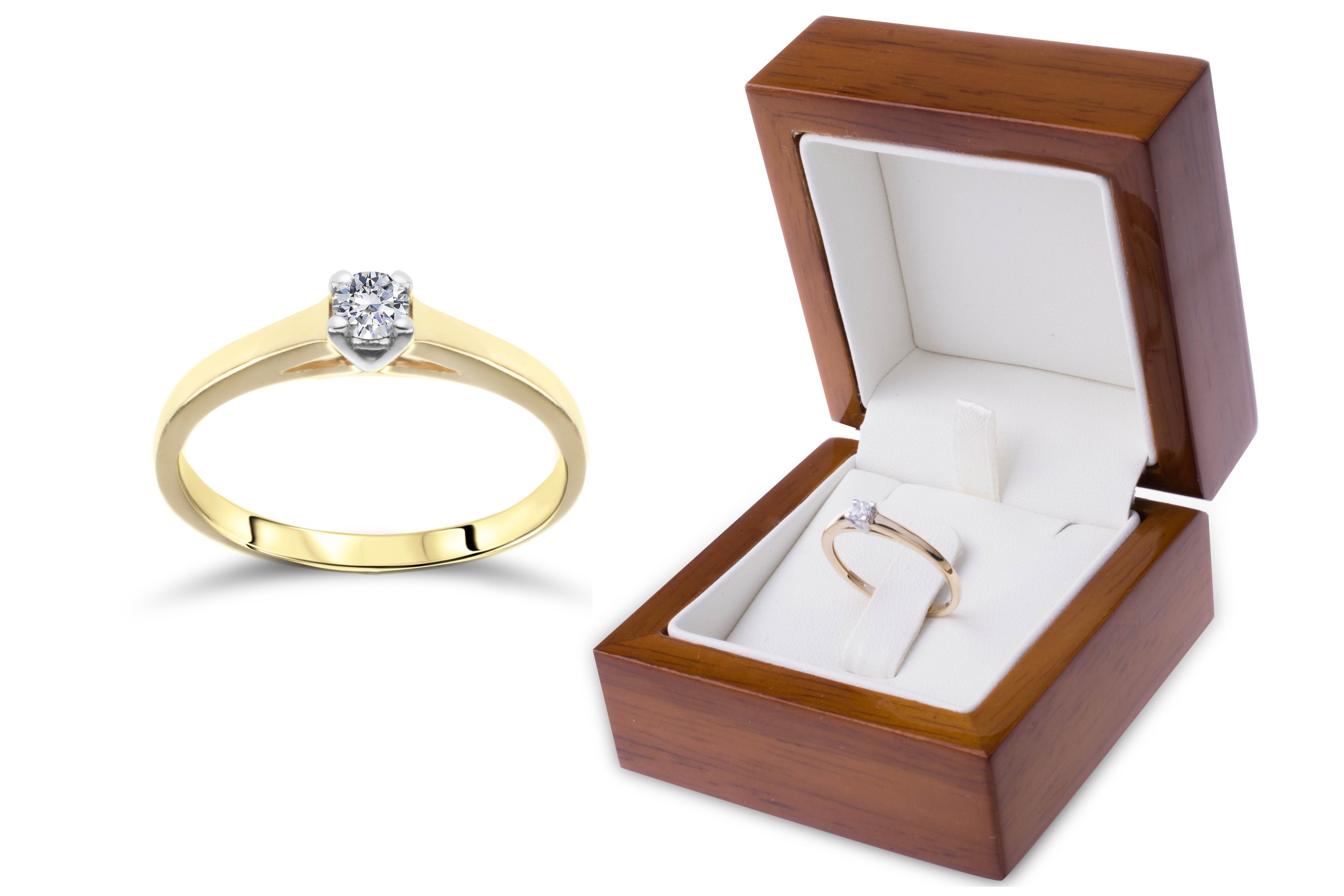 Zlatý Prstýnek S Briliantem 0,10 ct 585 EN105