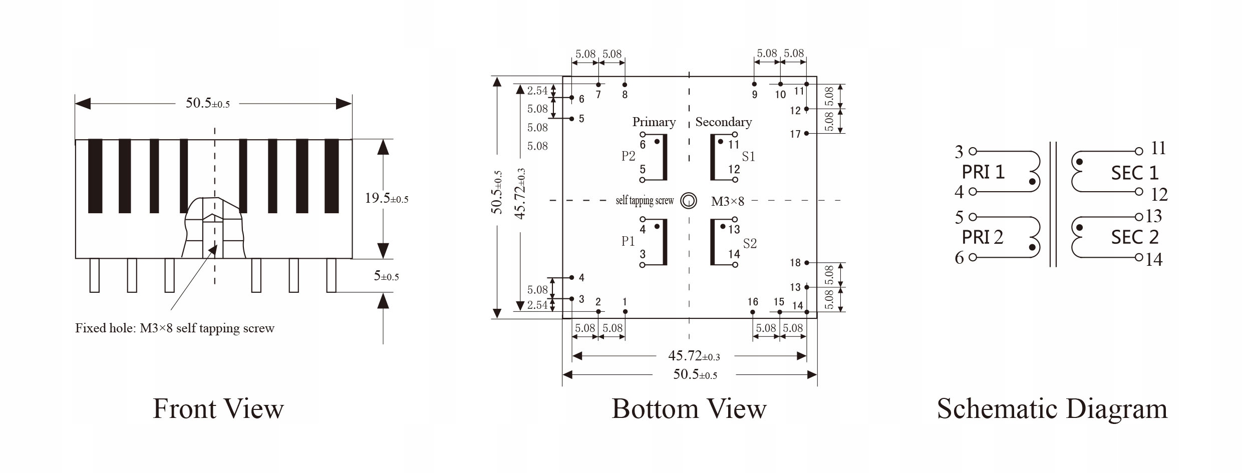 PTC5-5VA-110V*2/7V*2 Transformator EAN (GTIN) 7730356046256