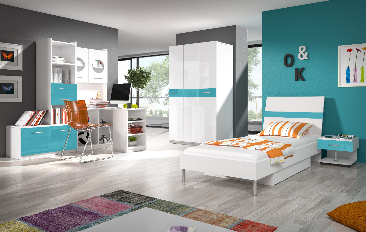 biurko narożne RAJ 1 z regałem -fronty w połysku Bohater brak