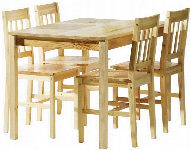 Drevený STÔL + 4 stoličky pre kuchynské 100% z Borovice