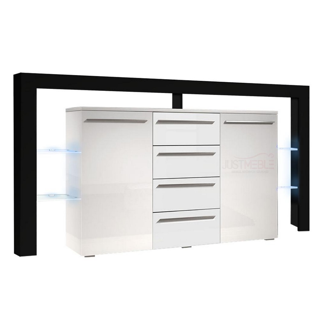 komoda do sypialni - RIVA 2 PLUS z LED w połysk Marka Karol Meble