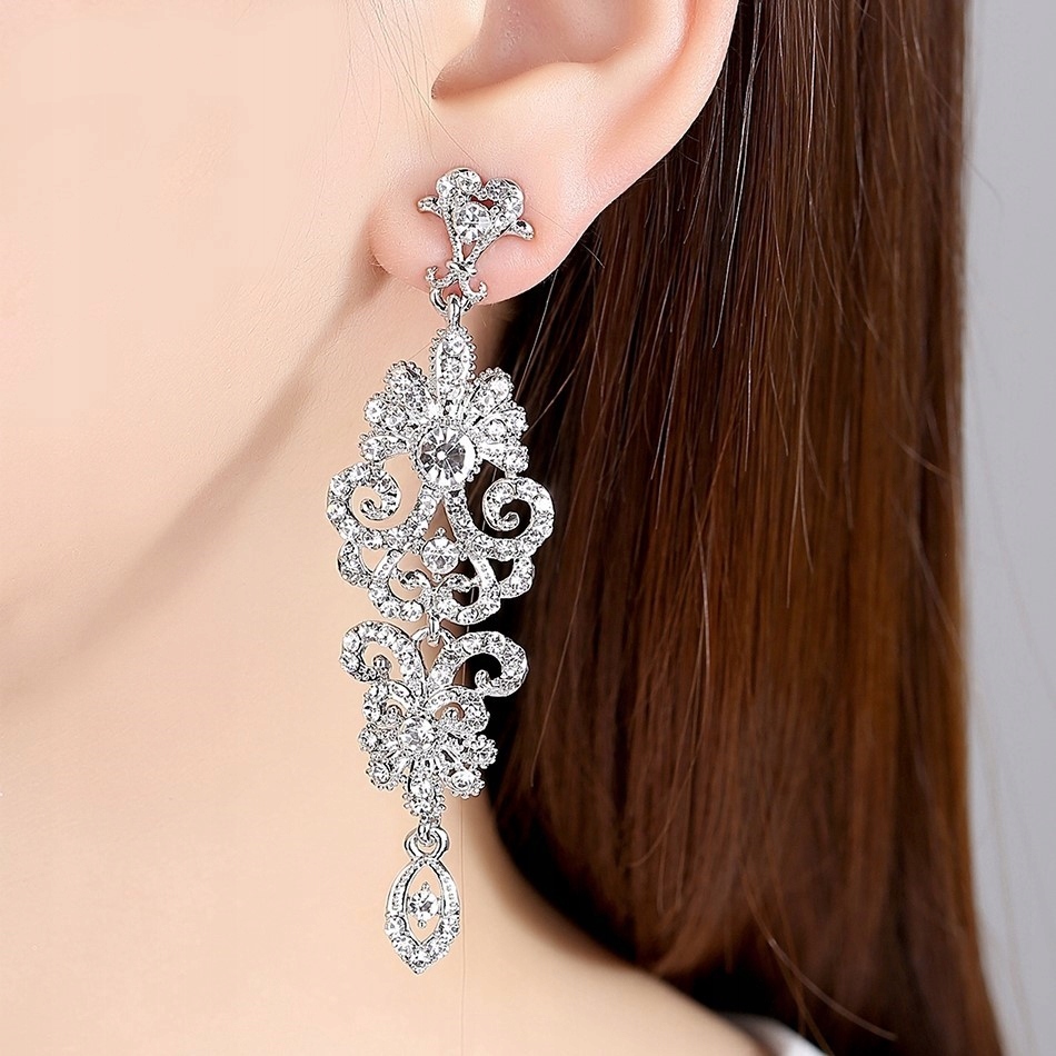 KOLCZYKI SREBRNE Z CYRKONIAMI, EFEKTOWNE, PIĘKNE Marka Inna marka