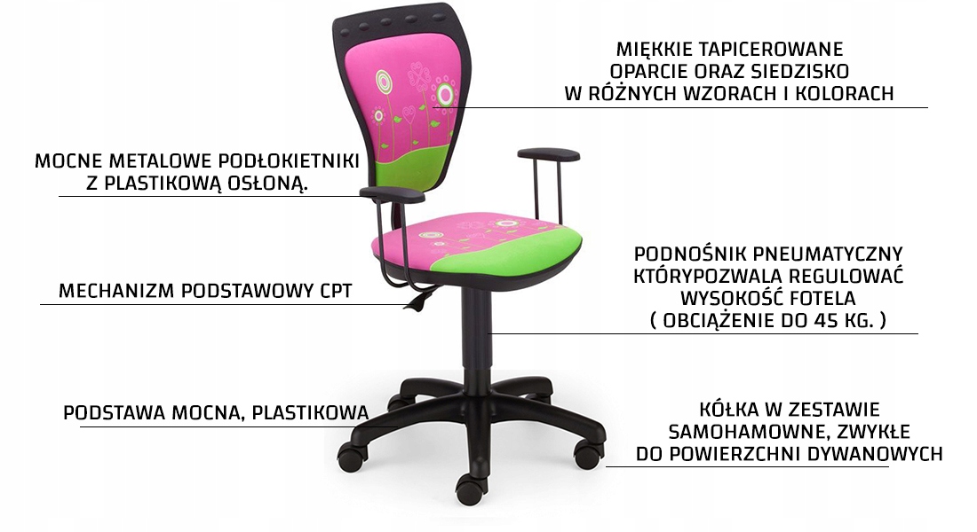 KRZESŁO FOTEL OBROTOWY DLA DZIECKA MINISTYLE SUPER Kolekcja MINISTYLE