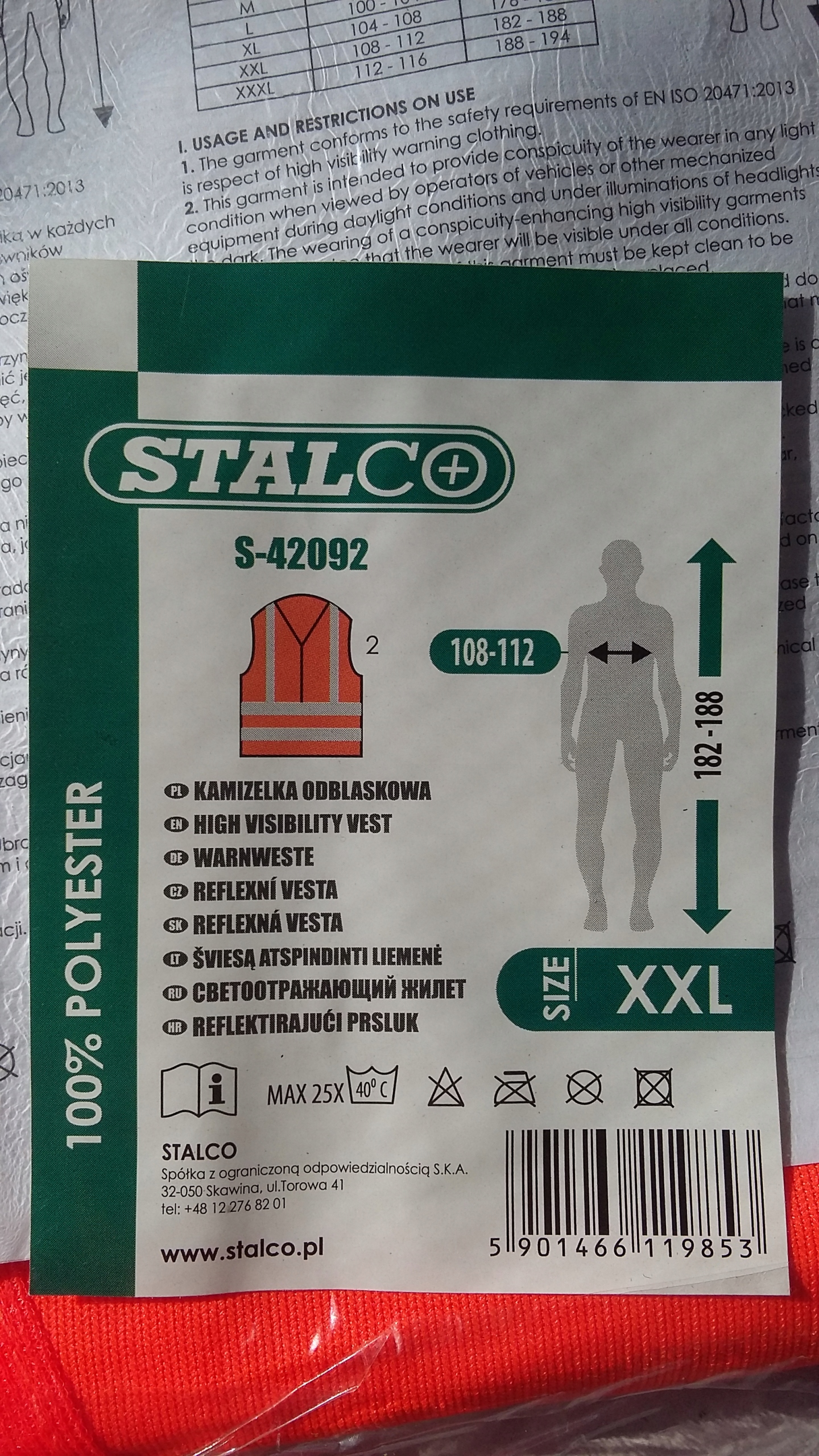 KAMIZELKA ODBLASKOWA ROZ. XXL STALCO S-42092 Marka Stalco