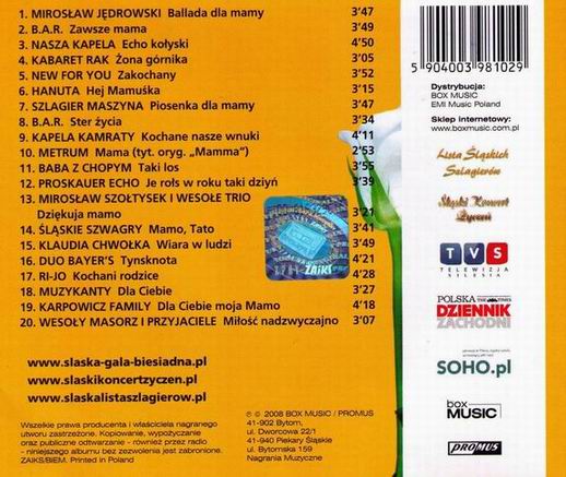СИЛЕЗСКИЙ ПРАЗДНИК ДЛЯ МАМЫ CD СИЛЕЗСКИЕ ХИТЫ EAN (GTIN) 5904003981029