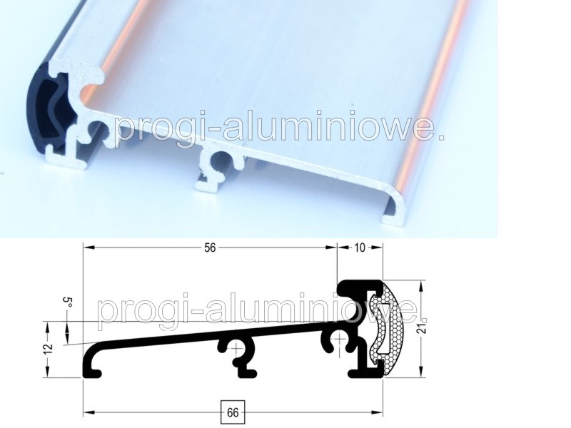 

Próg aluminiowy z uszczelką 93 cm p66 66x22 drzwi