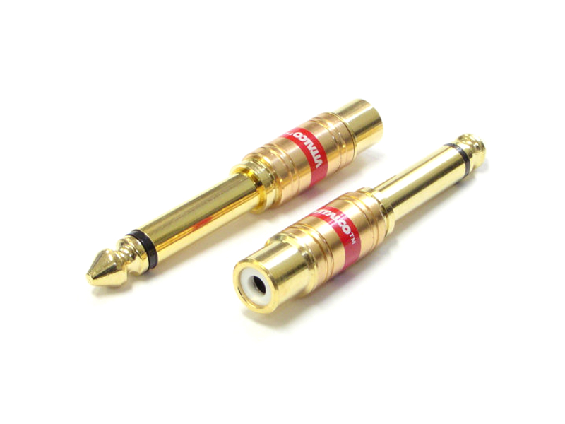 

Gniazdo Rca na wtyk duży Jack 6,3mm Mono pozłacany