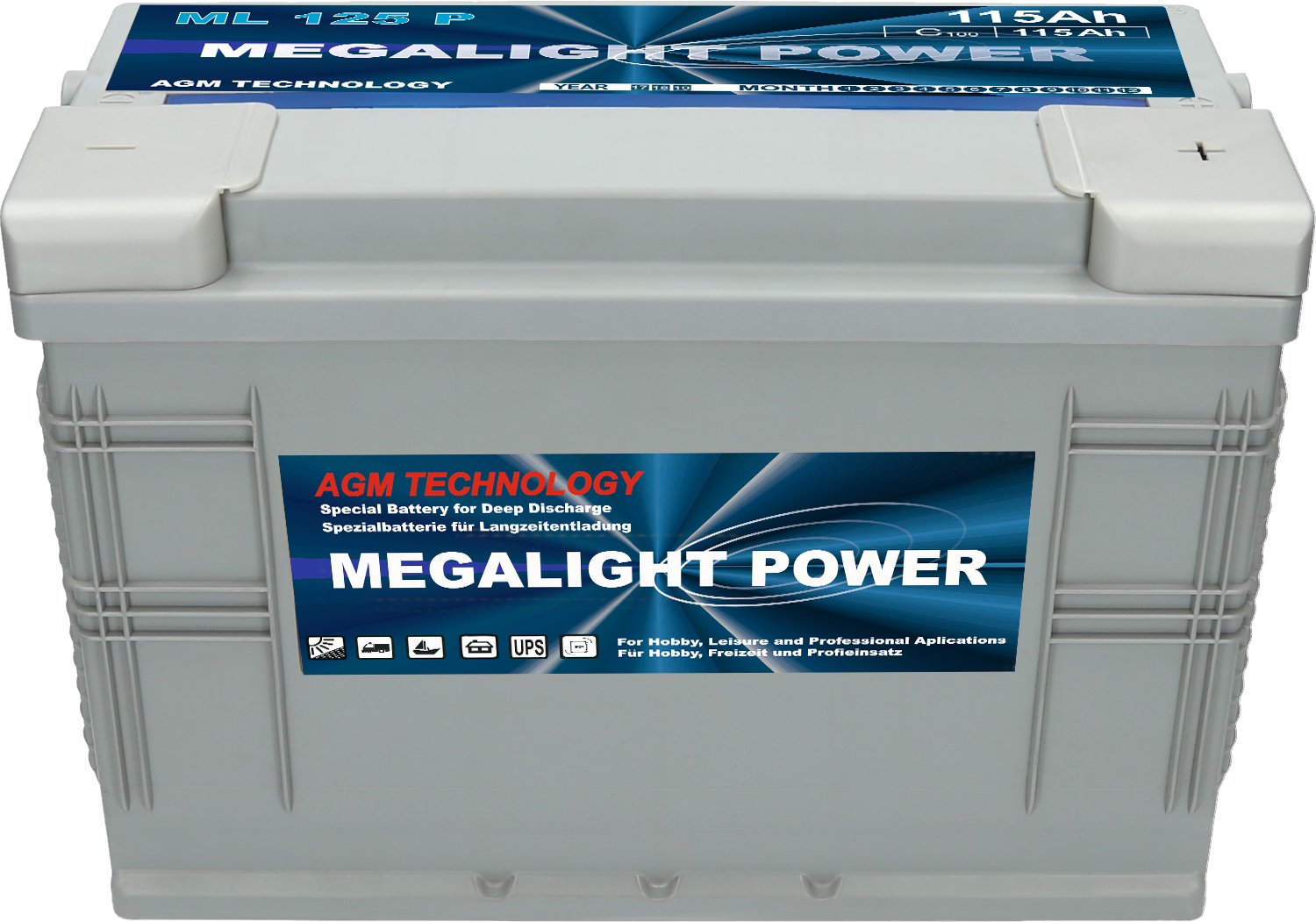 Akumulator MEGALIGHT AGM 115Ah DEEP CYCLE Part number MON115