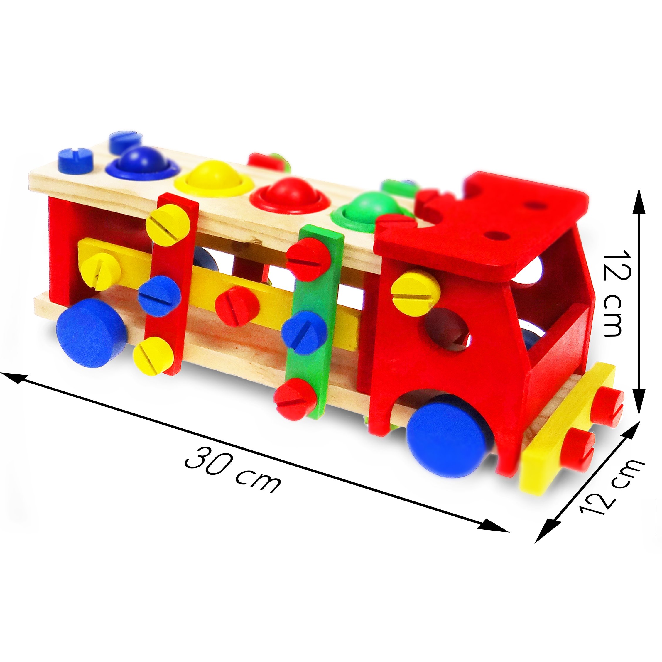 AUTO EDUKACYJNE DREWNIANE DO ROZKRĘCANIA+MŁOTEK Bohater inny