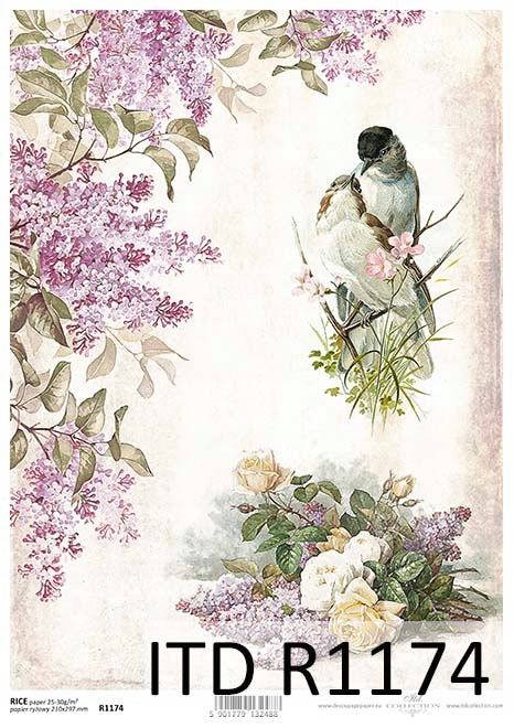 Papier Ryżowy R1174 z włoskami A4 decoupage