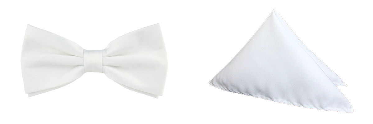 ZESTAW MĘSKI MUCHA + POSZETKA CHUSTECZKA - BIAŁA