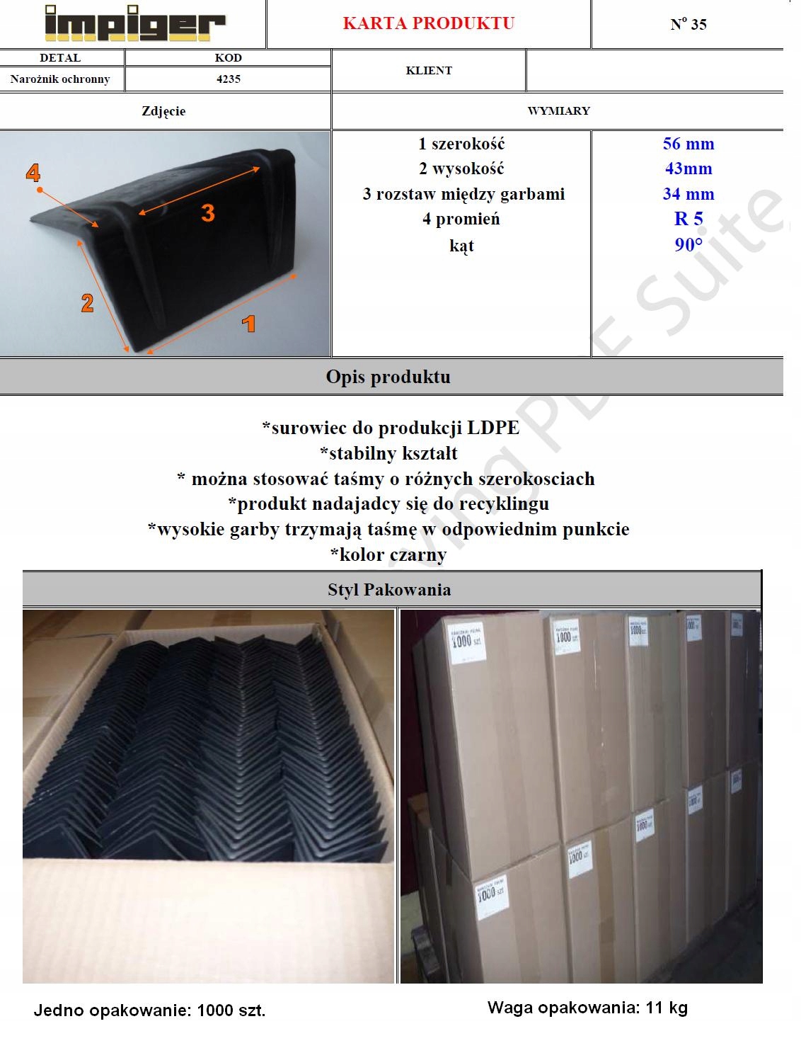 MOCNY Narożnik 1000szt do taśma 19 25 32 BANDOWNIC Stan opakowania oryginalne