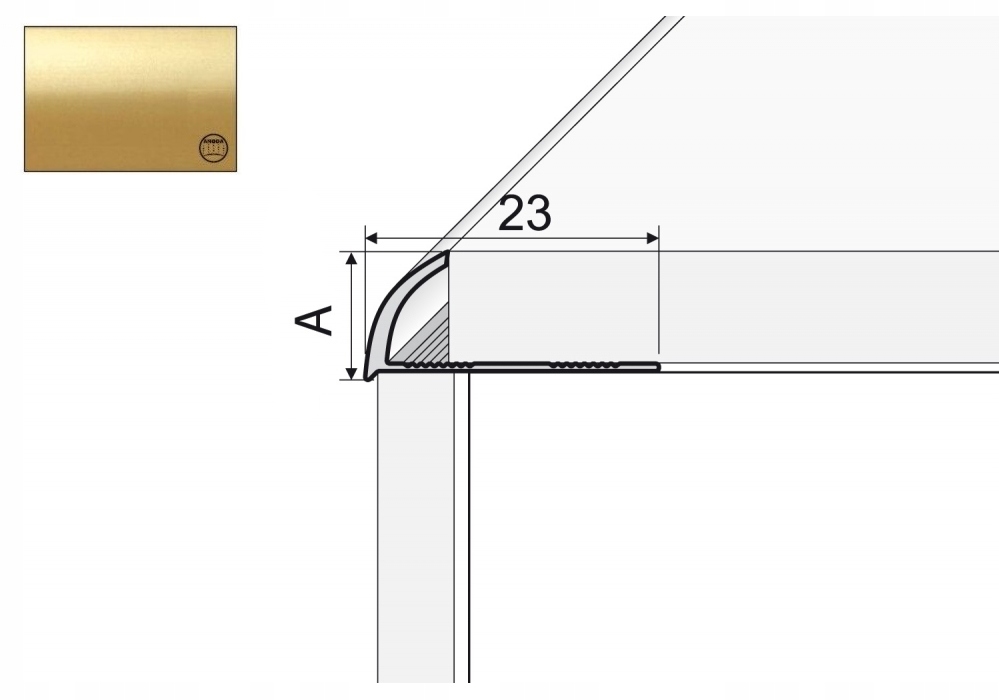 

A53 Listwa krawędziowa owalna 10mm Złoto 200cm