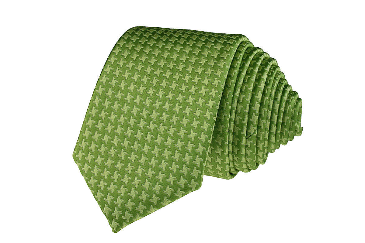 

Krawat Wąski Śledź Slim Męski 6 cm Zielony Pepitka