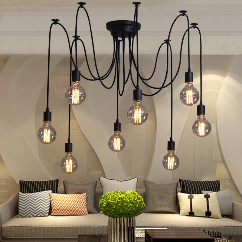 LAMPA SUFITOWA WISZĄCA ŻYRANDOL PAJĄK 8 E27 LED Rodzaj lampy Sufitowe - wiszące