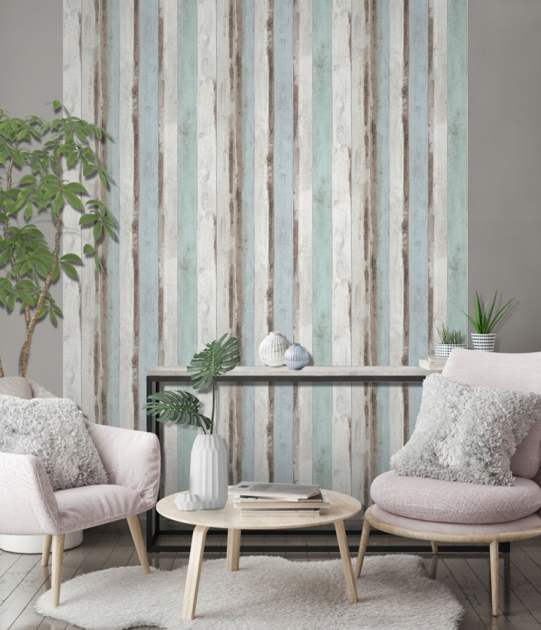 TAPETA ŚCIENNA STARA DESKA MIĘTOWE PASTELE UGEPA Marka Ugepa