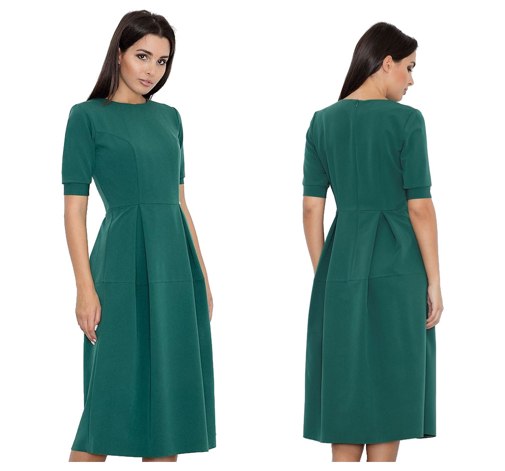 

Klasyczna Sukienka MIDI Elegancka Rozkloszowana