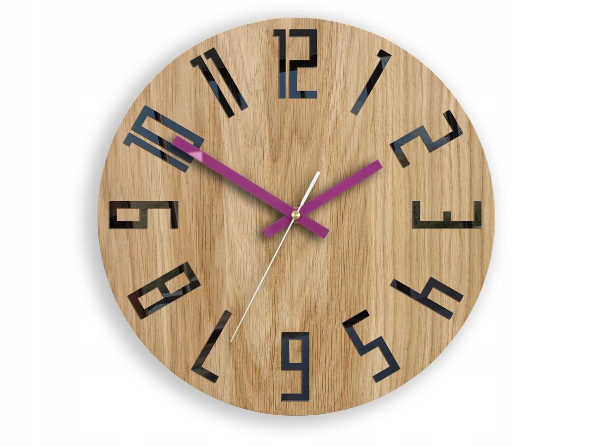 Dřevěné hodiny Dub Slim_Wood_Violet ModernClock
