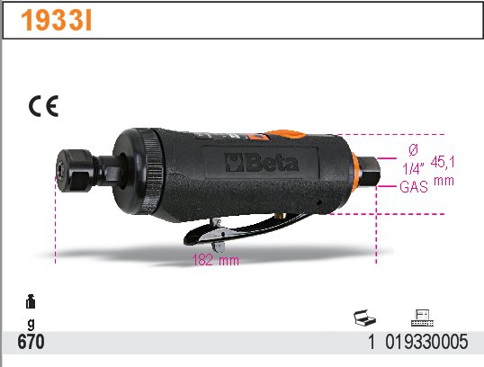 ПРЯМОЙ ПНЕВМАТИЧЕСКИЙ ШЛИФОВАЛЬНЫЙ СТАНОК BETA 1933I