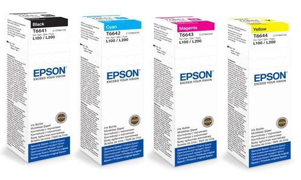Komplet 4x Epson T6641 T6642 T6643 T6644 L100 L200