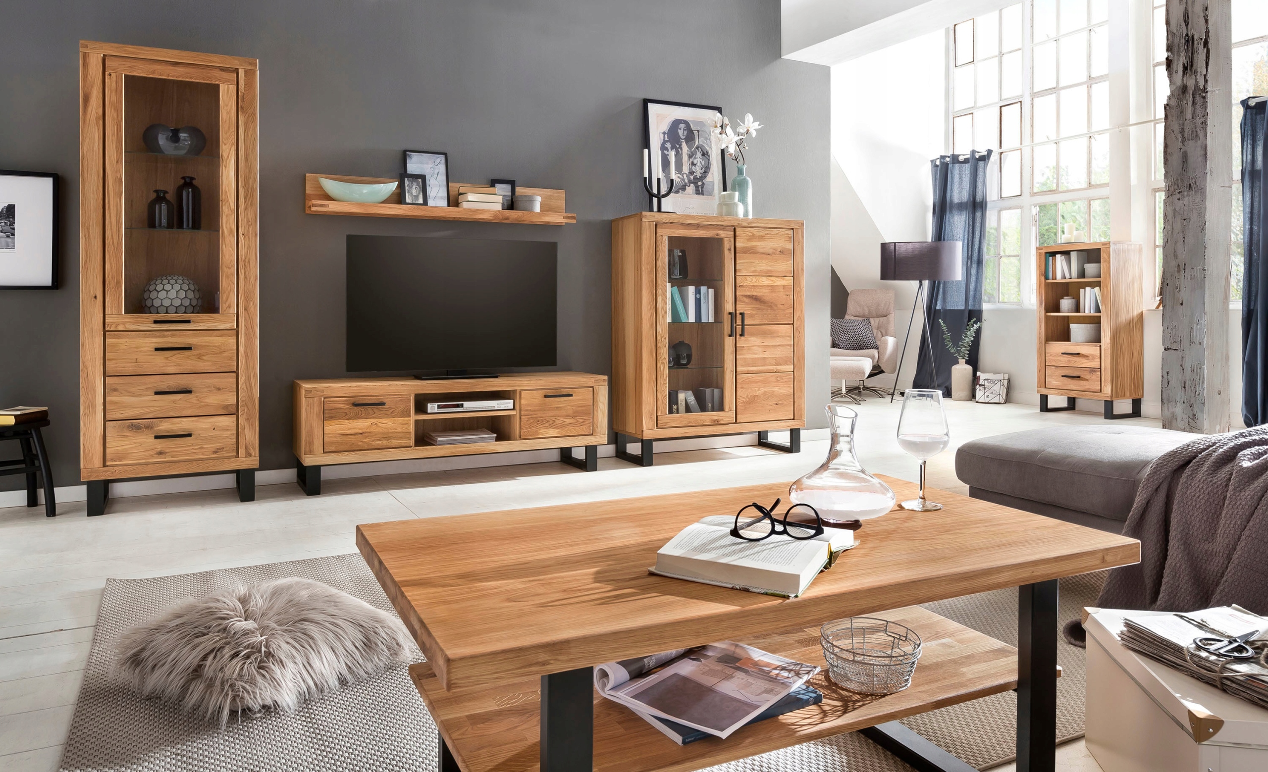 Stolik RTV TV Dębowy POD TELEWIZOR ALASKA 138x60cm Kolor mebla Dąb naturalny