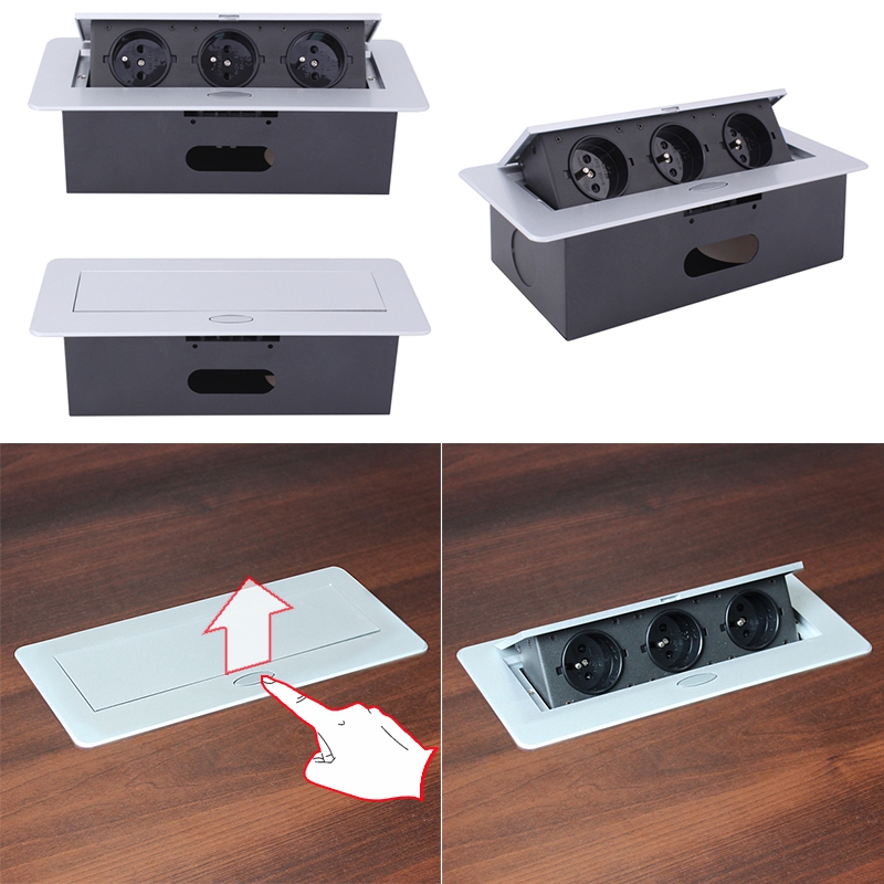 KOMBI BOX Gniazdo meblowe wpuszczane w blat - przedłużacz, przewód 1,5m Kod producenta KOMB-BL-FR-1,5-M02