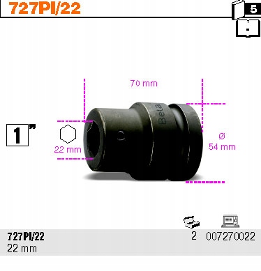 NASADKA UDAR DO KOŃCÓWEK UCHWYT 22MM 1'' 727PI/22 EAN (GTIN) 8014230352343