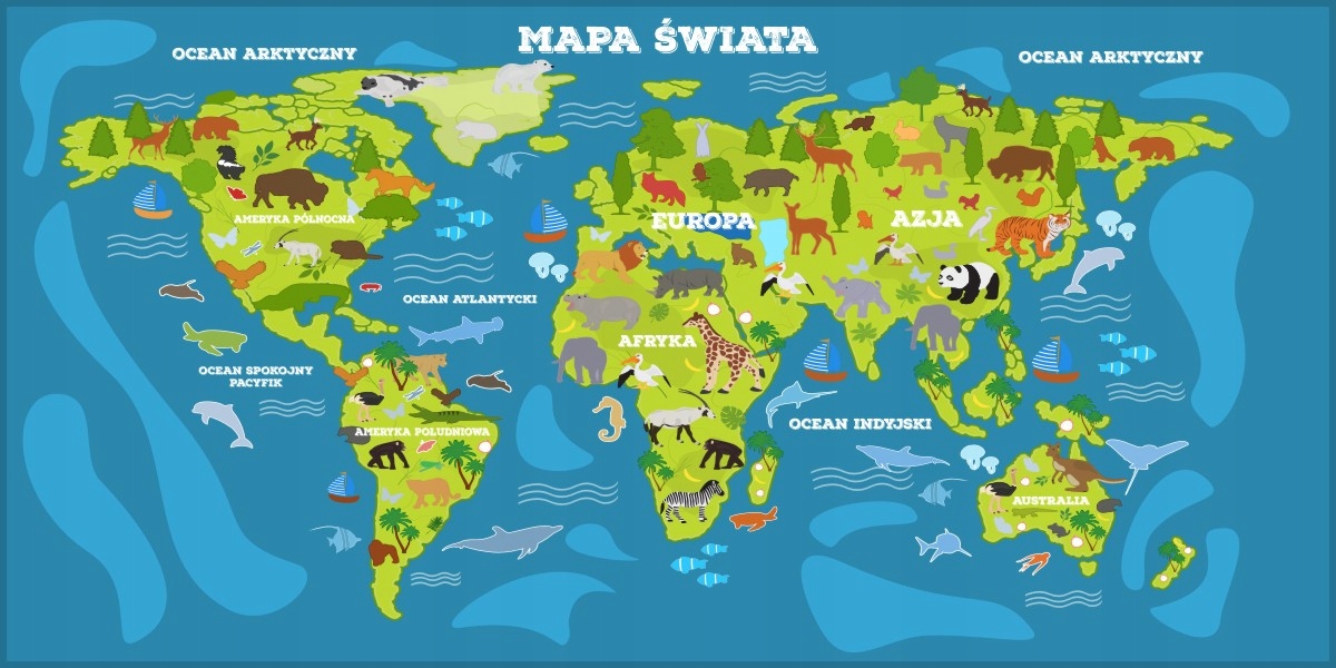 Mapa wiata dla dzieci Fototapeta Tapeta 100x50 Pe Chopcy