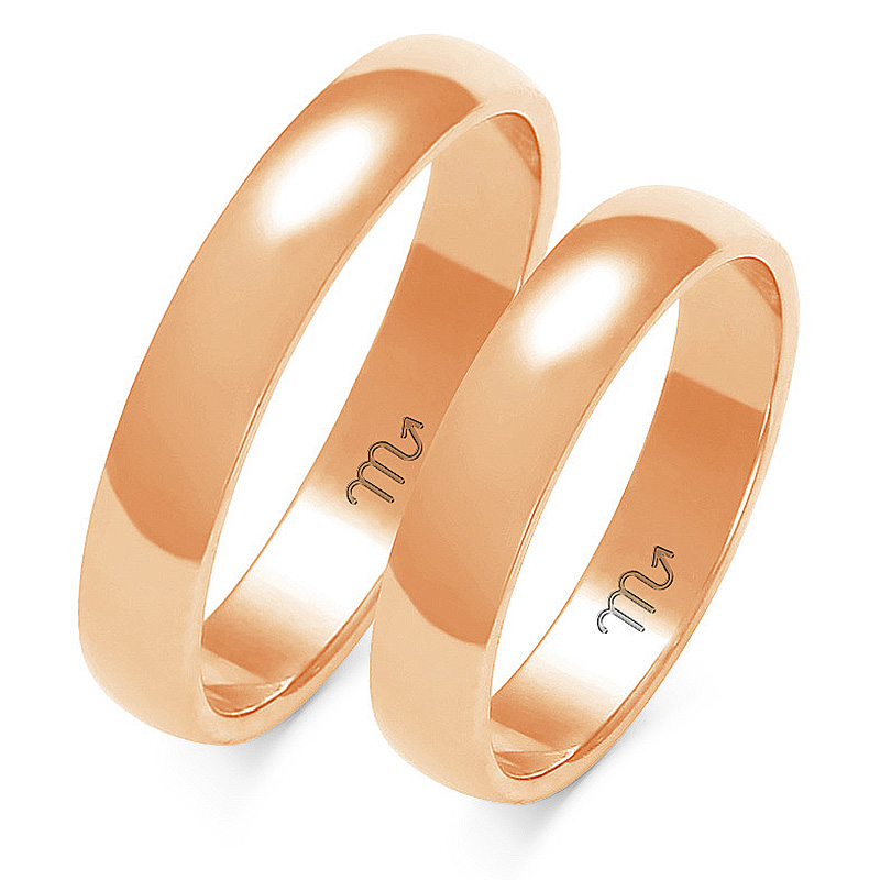 Zlaté Snubní Prsteny 14K Půlkulaté Čočka A-102C