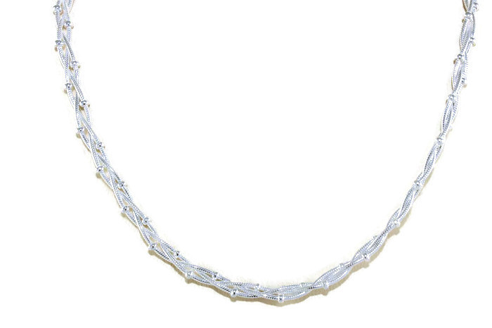 Stříbrný Řetízek S Trojitou Pleteninou Kuličky 50 CM