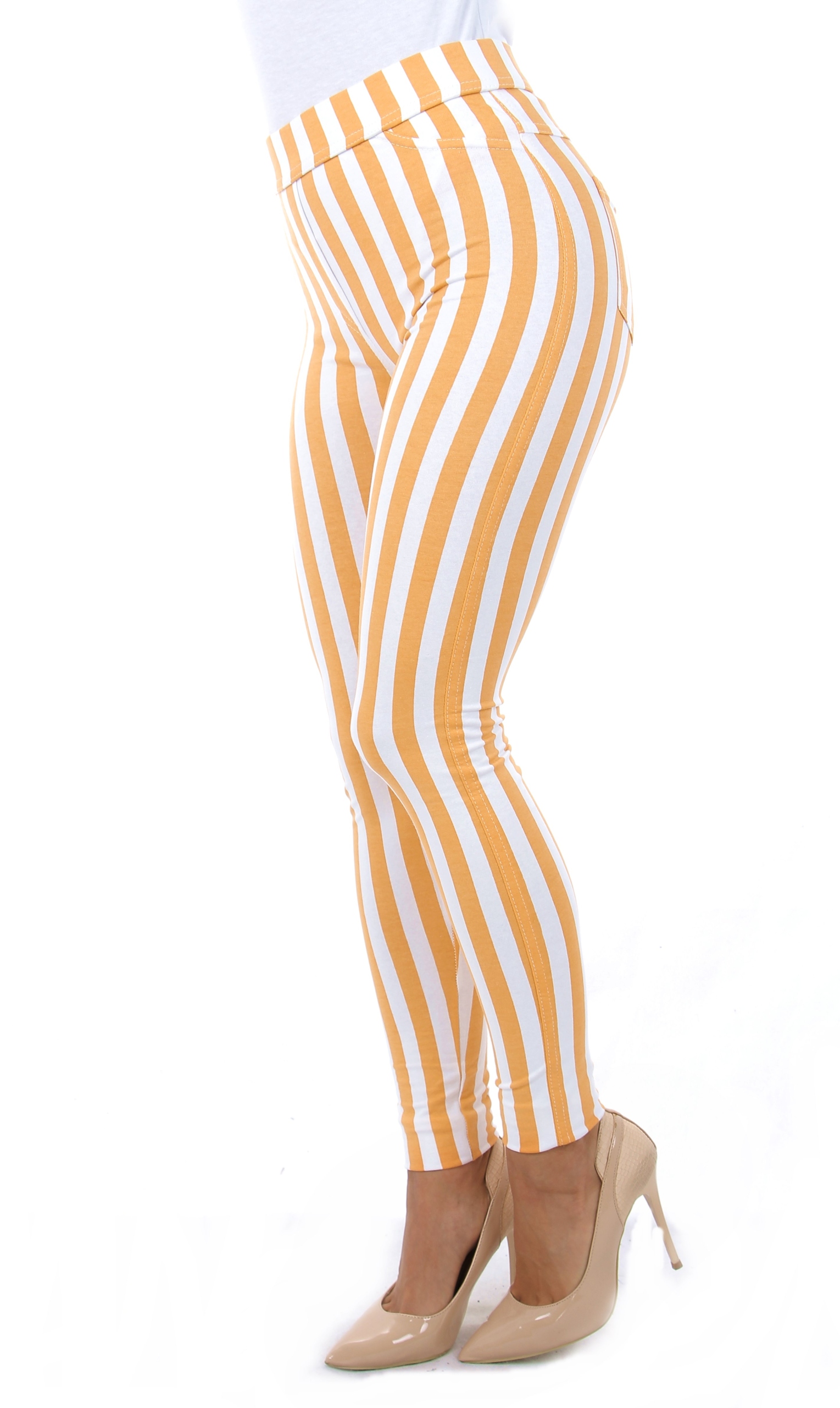 Sexi SPODNIE damskie PASKI legginsy DOPASOWANE LXL Wzór dominujący paski