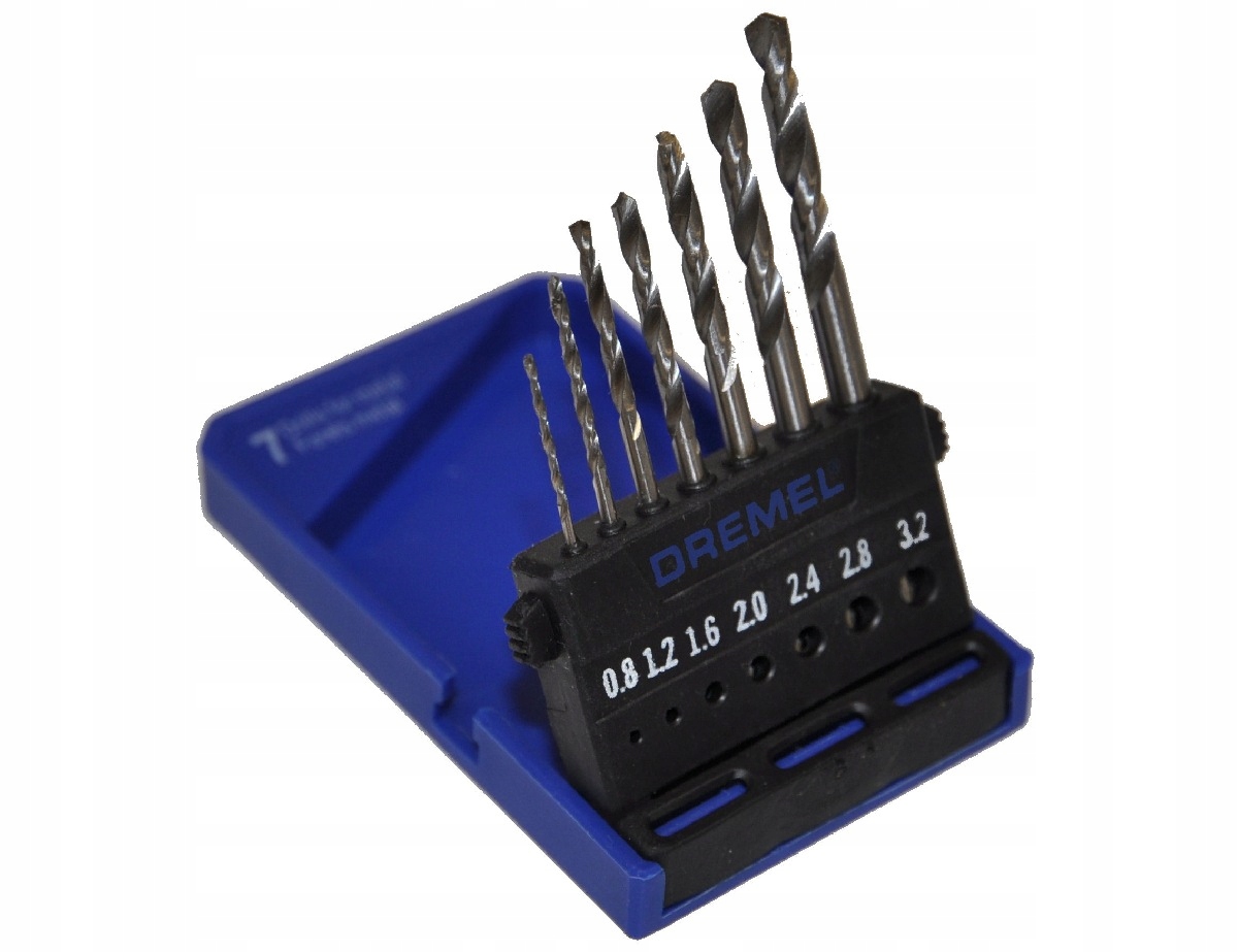 ZESTAW 7 WIERTEŁ DO DREWNA I METALU 628 DREMEL Zastosowanie do blach do drewna do metalu do plastiku HDF MDF