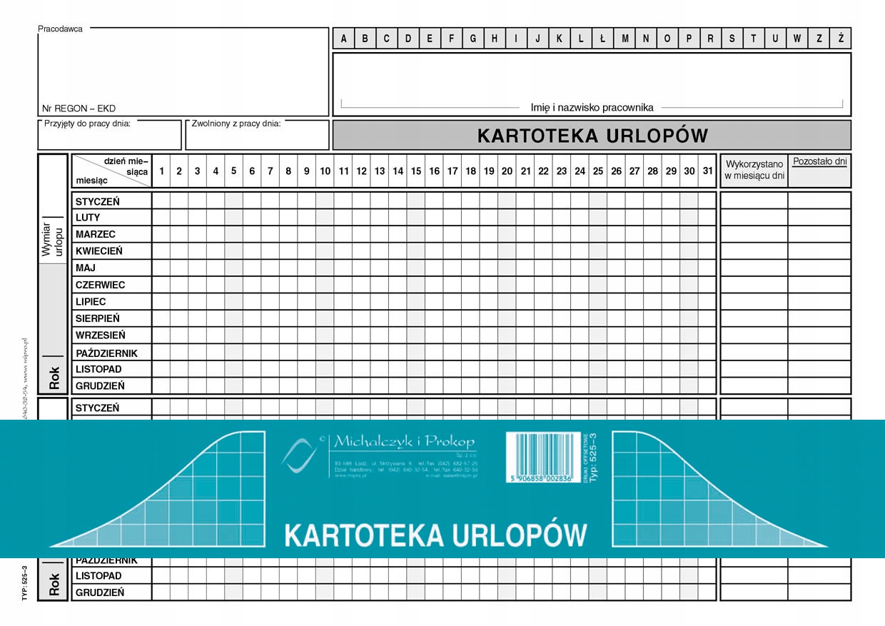 

Kartoteka Urlopów offset 20 kart A5 525-3
