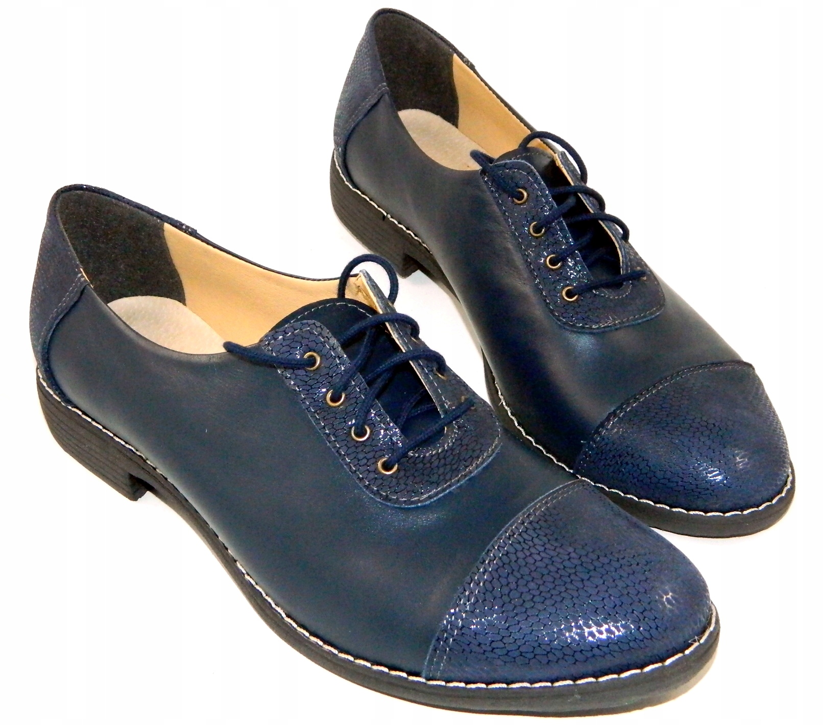 

Stylowe Oxfordy Modne Jazzówki Skóra Nat. UNI-90