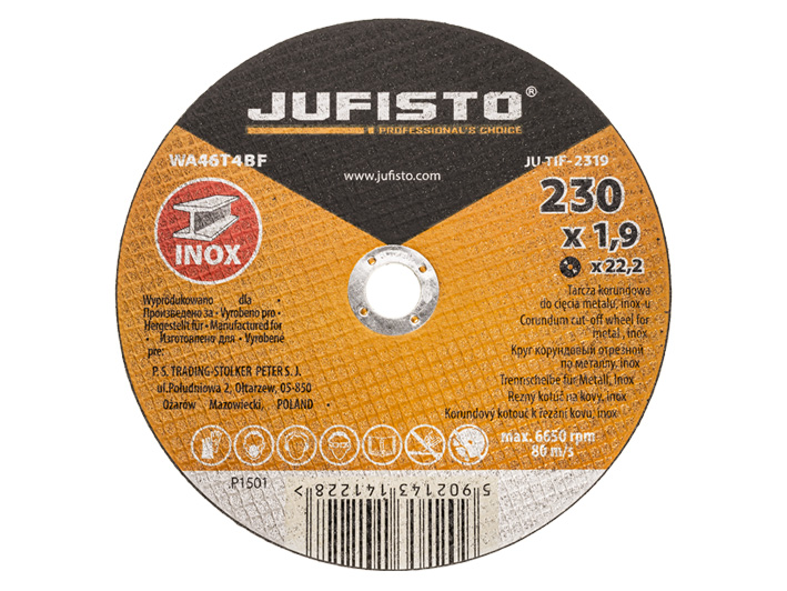 

Tarcza do cięcia inoxu 230x1,9x22,2mm Jufisto
