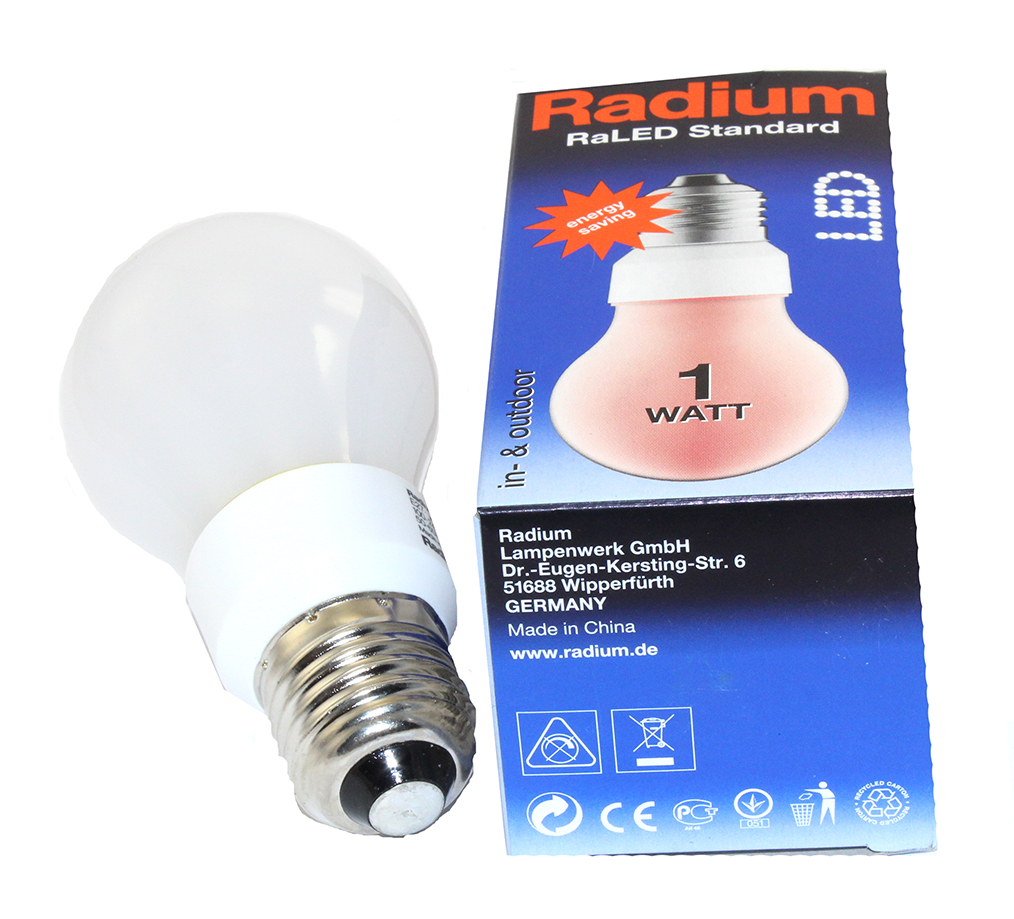 RADIUM LED ŽIAROVKA 1W = 25W E27 230V ČERVENÁ