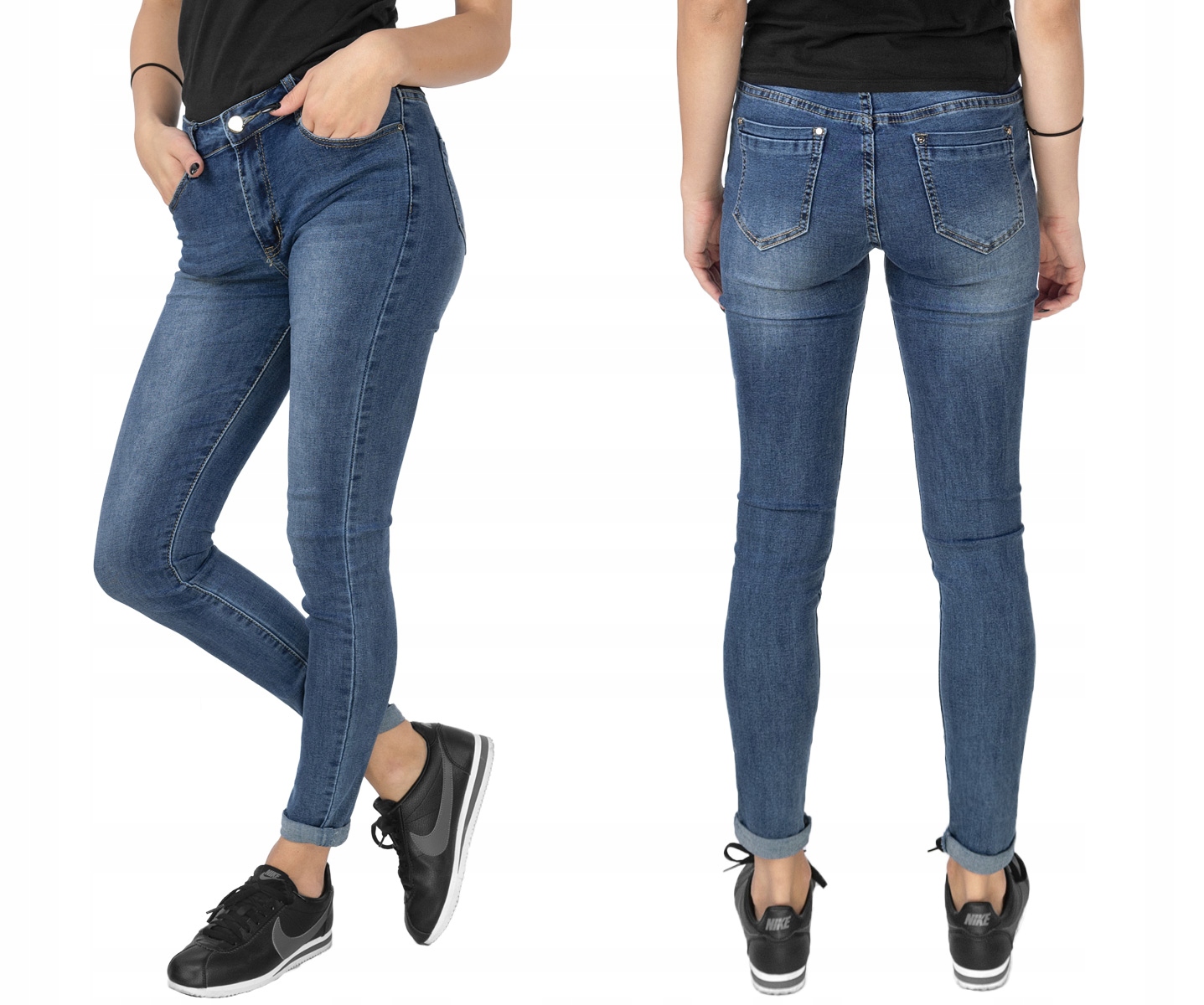 

Damskie Spodnie Rurki Jeans ze Streczem 3852 78 cm