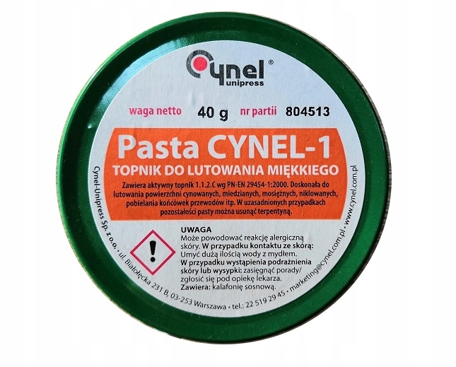 

Pasta lutownicza cynel CYNEL1 lutowania puszka 40g