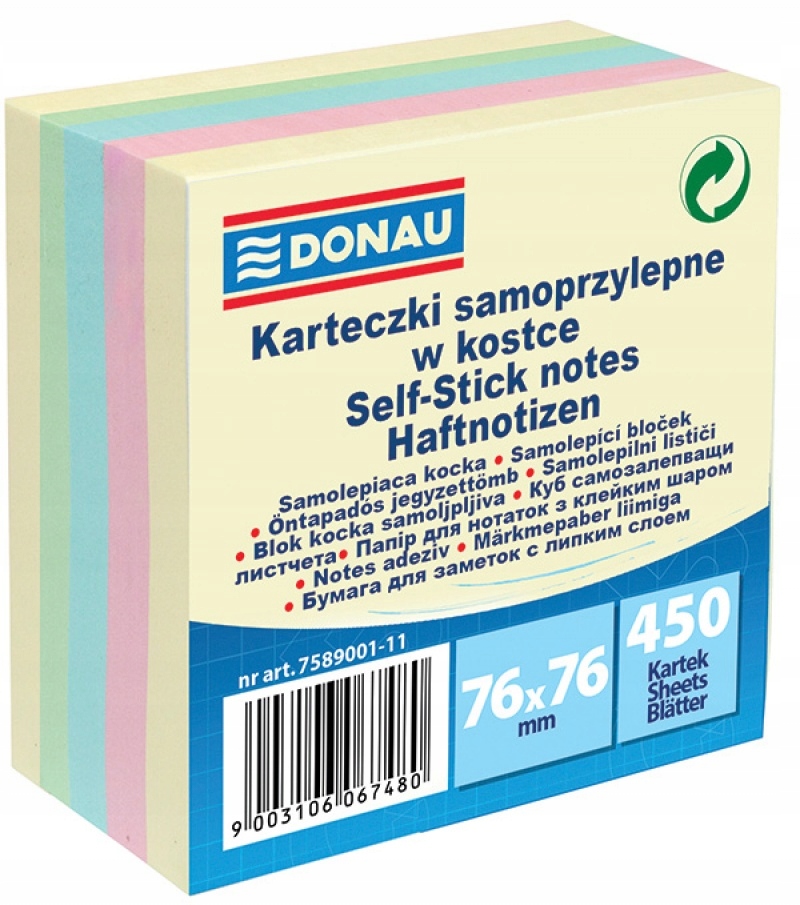 

Kostka samoprzylepna Donau, 76x76mm, 1x450 kart. N