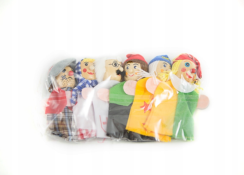 Teatrzyk drewniane pacynki duży zestaw kukiełki Bohater brak