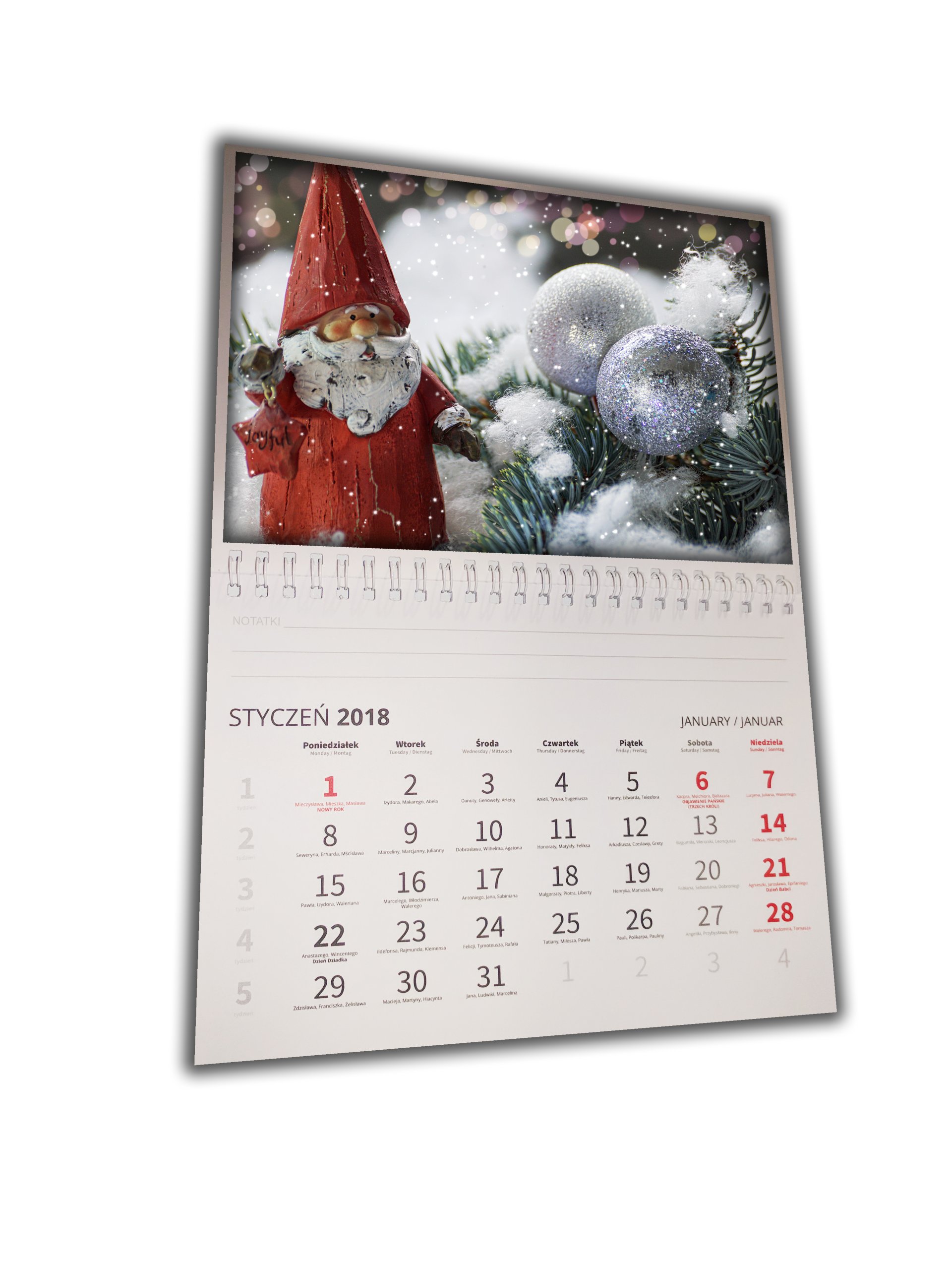 MAGNETYCZNY FOTO kalendarz A4 + ZDJECIE +NOTES Marka inny